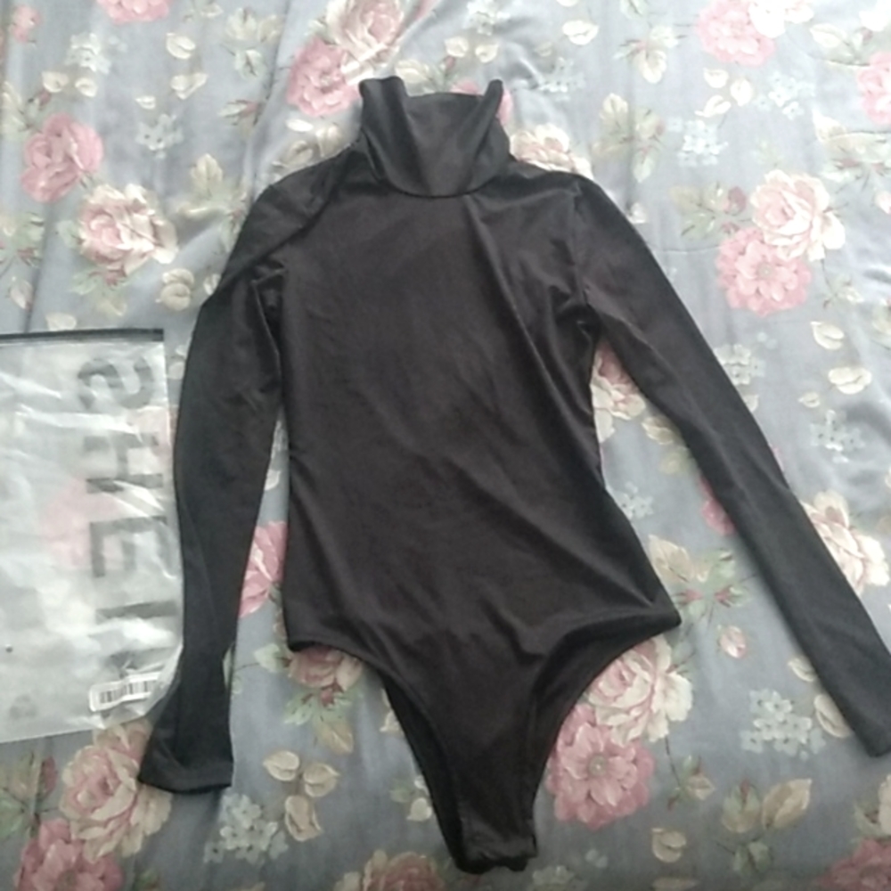 Black, turtle neck bodysuit